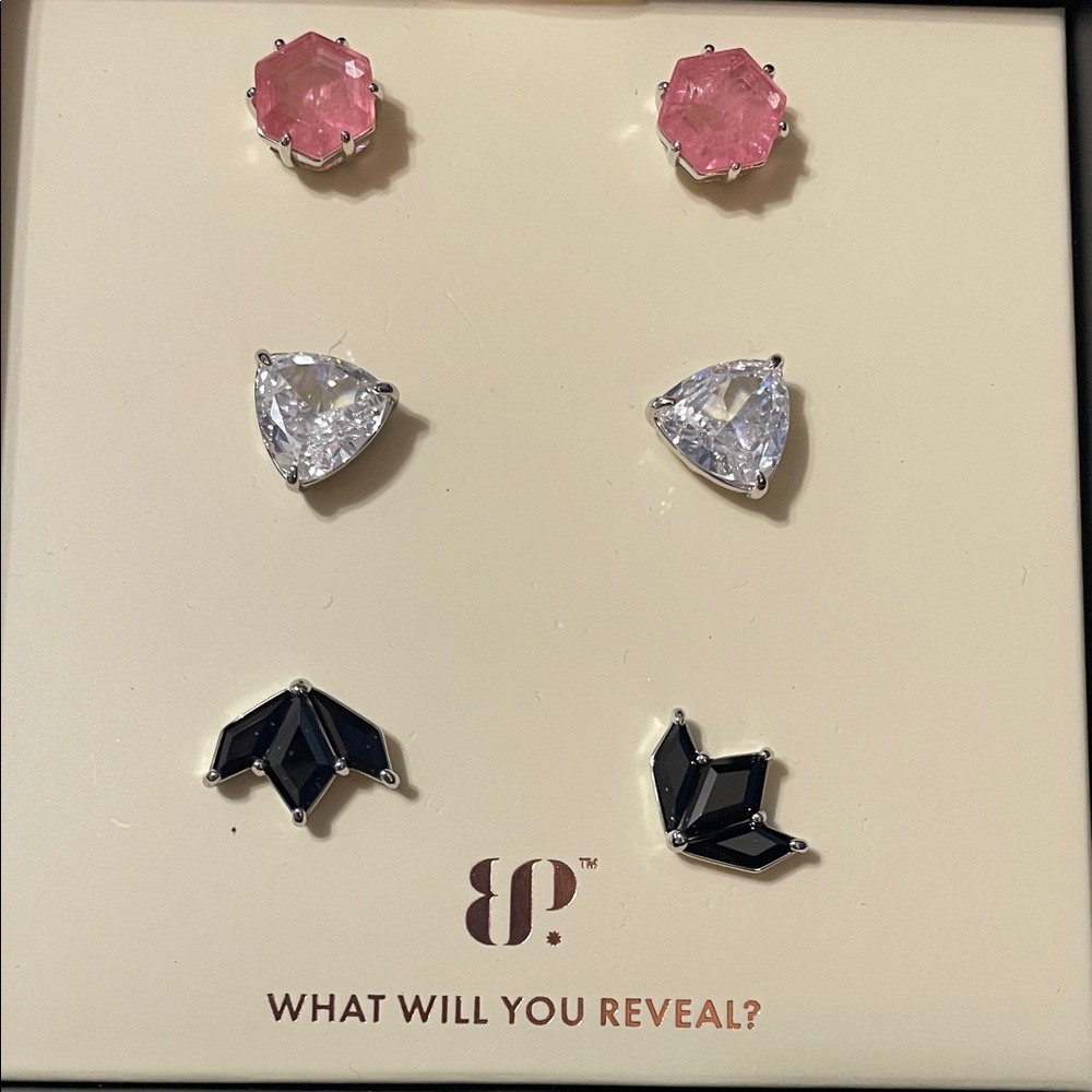 Elegant Pink and Black Earring Set